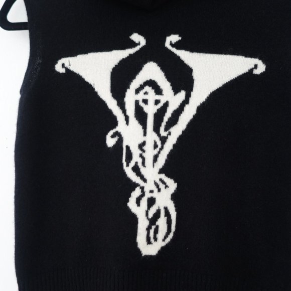 Vtg Voyage Logo Black Cashmere Sweater Vest With Long Neck Made In Italy, Sz 6 - Picture 3 of 11